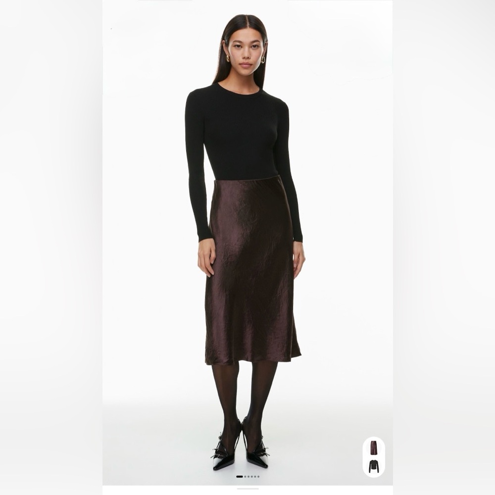 Aritzia Babaton Slip Satin Midi Skirt Deep Current Red - Size 4